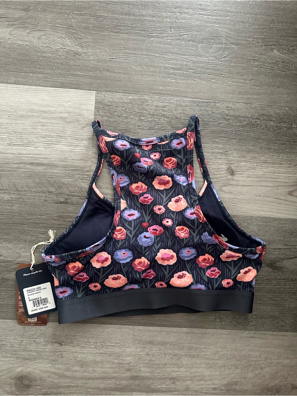 NWT Rabbit Running Strappy Pocket Bra - Eclipse Poppy Women’s Small - Picture 2 of 2